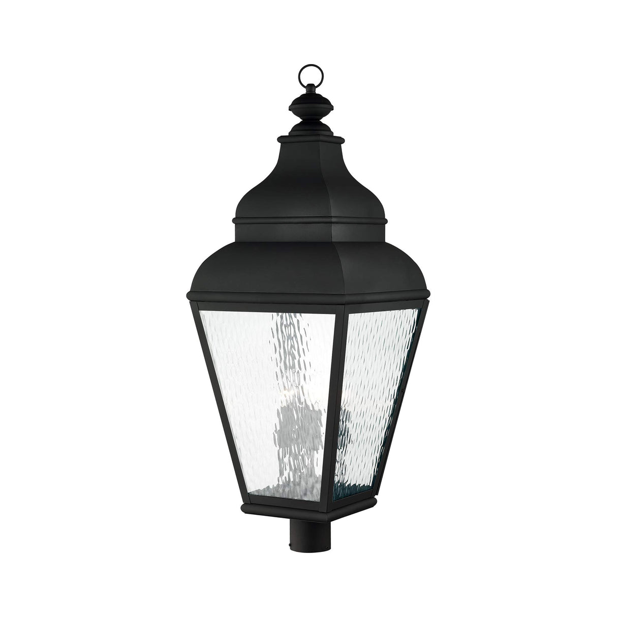Livex Lighting 2608-04 Outdoor Post with Clear Water Glass Shades, Black