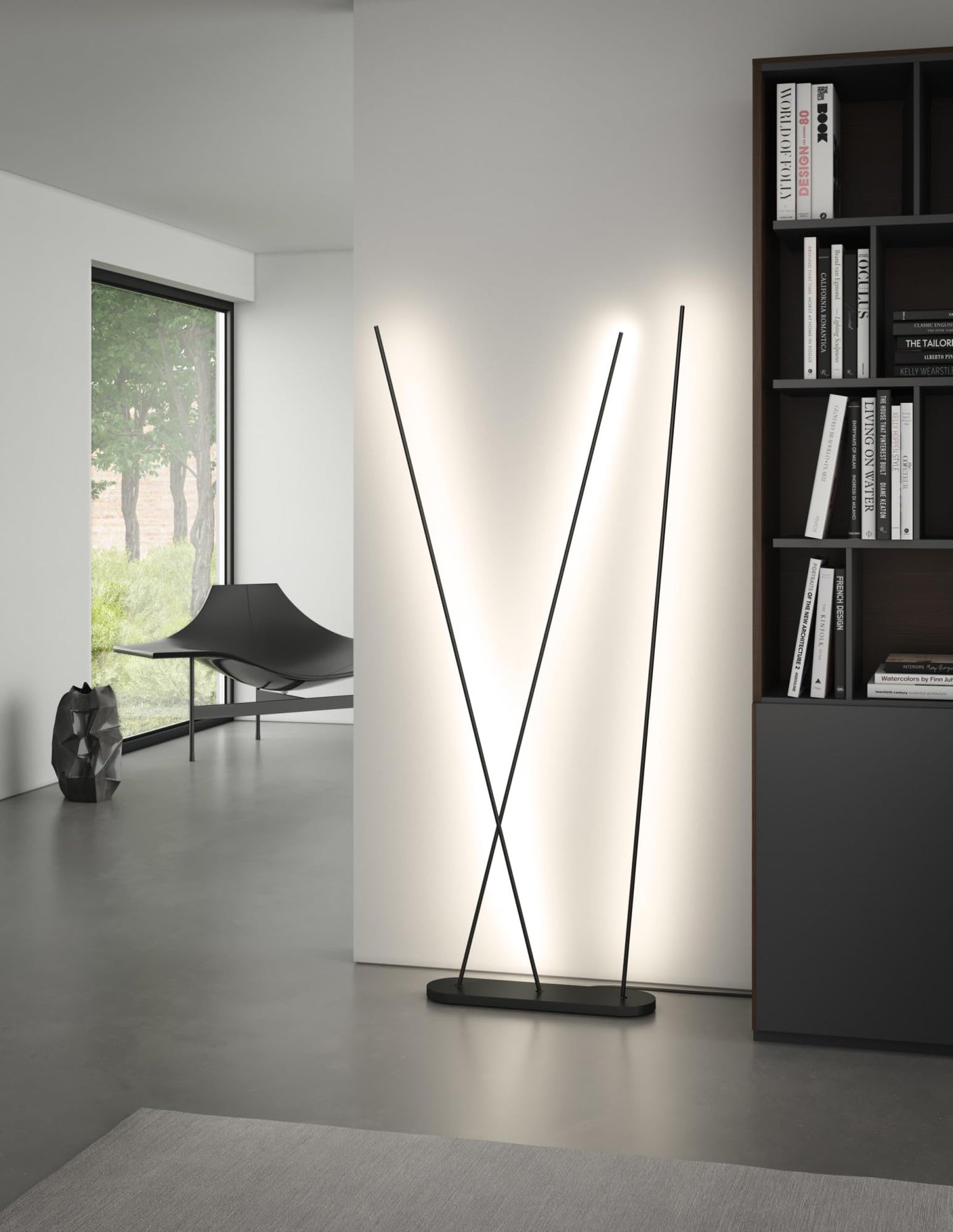 Kuzco FL46948-BK REEDS 48" FL Black 120V Touch dimmer LED 3000K 90CRI 20W