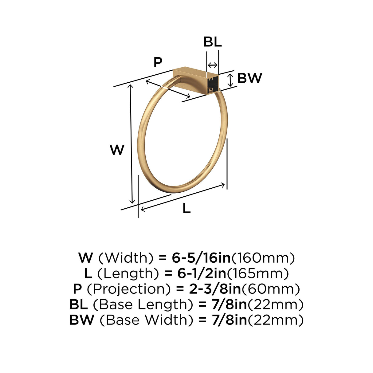 Amerock BH36082CZ Champagne Bronze Towel Bar 6-1/2 in (165 mm) Length Towel Holder Monument Hand Towel Holder for Bathroom Wall Small Kitchen Towel Holder Bath Accessories