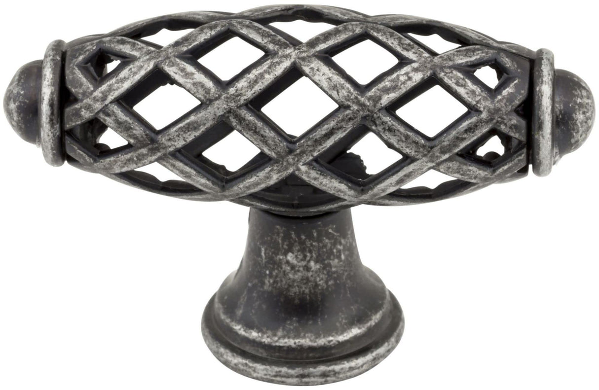 Jeffrey Alexander 749SIM 2-5/16" Overall Length Distressed Antique Silver Birdcage Tuscany Cabinet "T" Knob