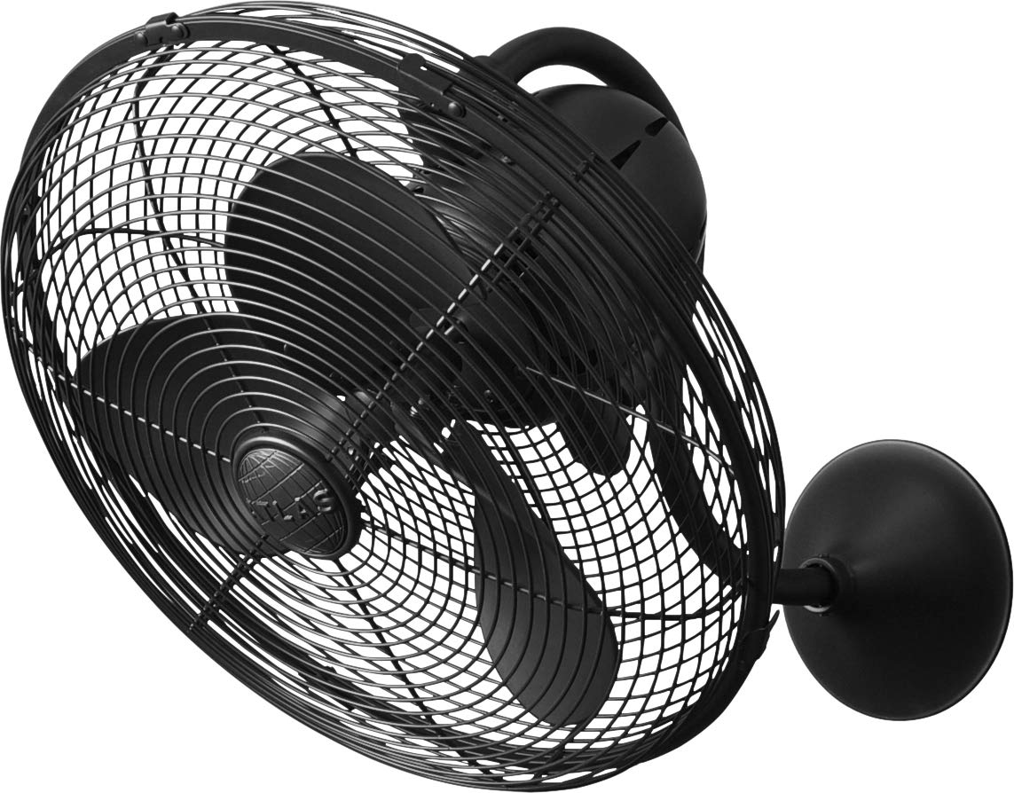 Matthews Fan LL-BK Laura 90° oscillating 3-speed wall fan in matte black  finish.