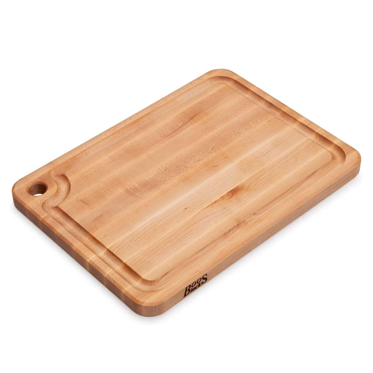 John Boos MPL2216125-FH-GRV Prestige Maple Wood Cutting Board for Kitchen Prep, 22 x 16 Inches, 1.25 Inches Thick Edge Grain Charcuterie Block with Juice Grooves 22X16X1.25 MPL-EDGE GR-PRESTIGE BRD