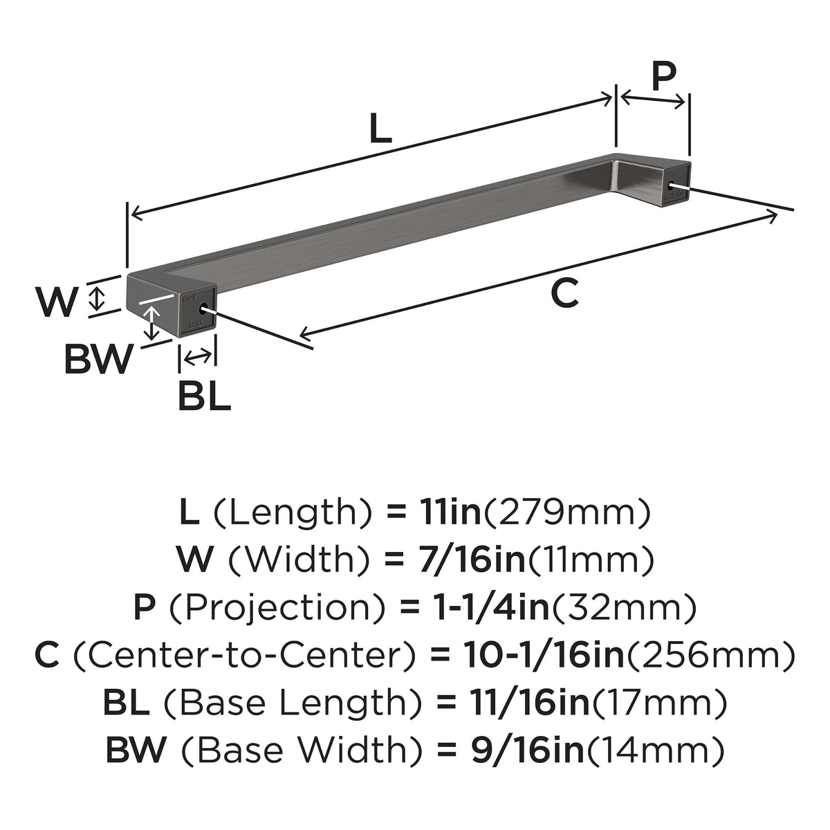 Amerock BP55283GM Gunmetal Cabinet Pull 10-1/16 in (256 mm) Center-to-Center Cabinet Handle Blackrock Drawer Pull Kitchen Cabinet Handle Furniture Hardware