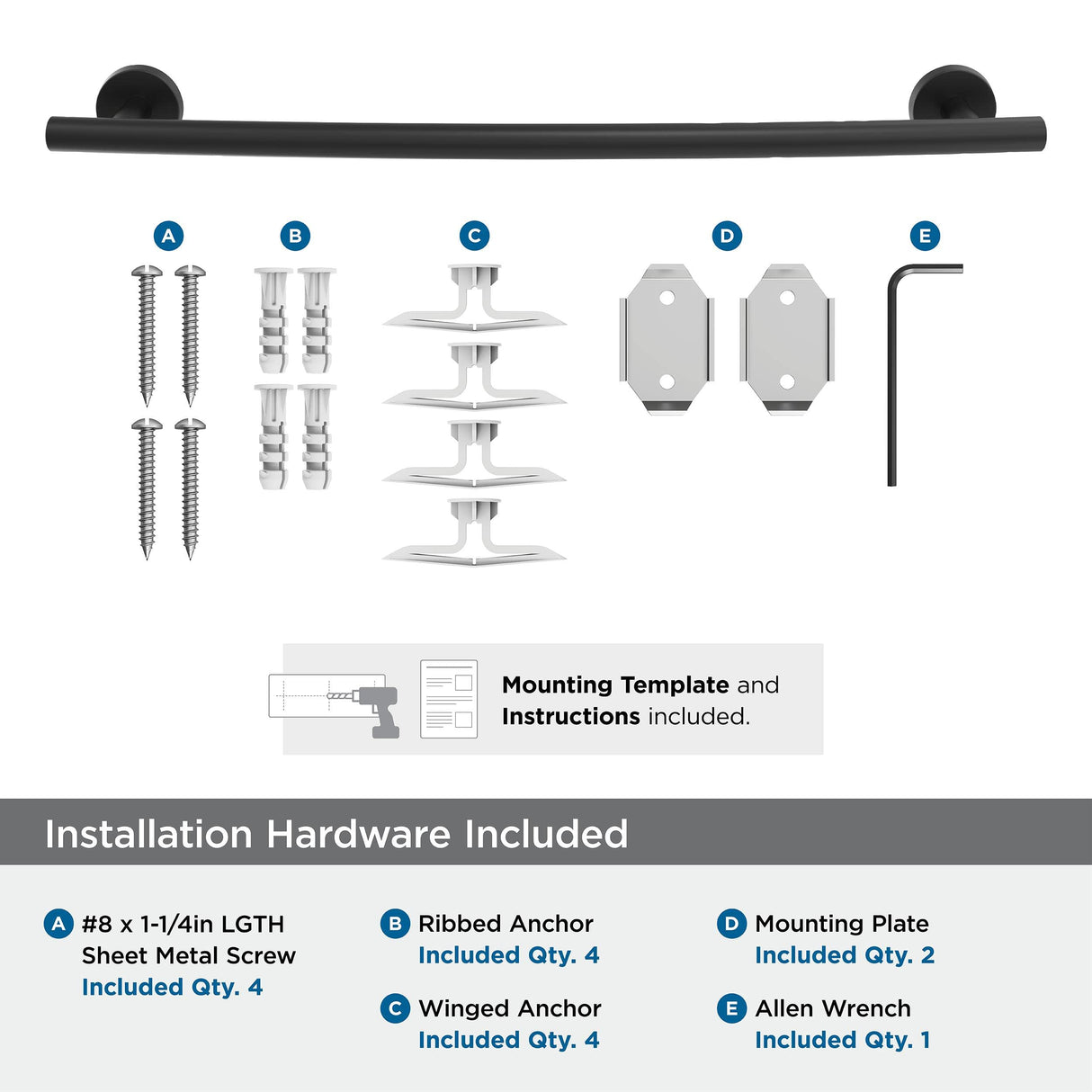 Amerock BH26543MB Matte Black Towel Bar 18 in (457 mm) Towel Rack Arrondi Bathroom Towel Holder Bathroom Hardware Bath Accessories
