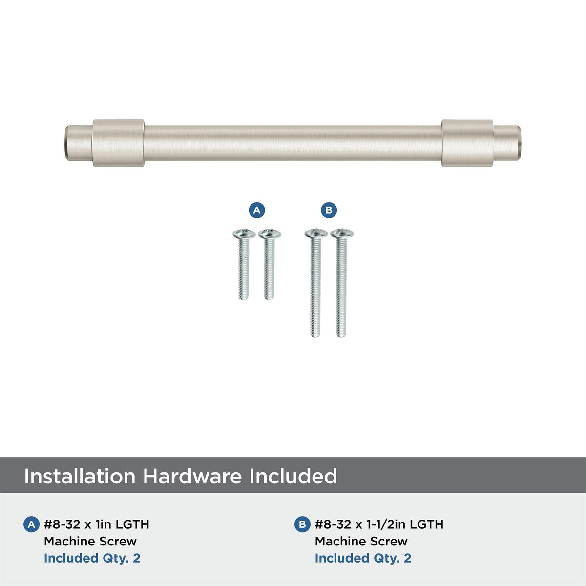 Amerock Cabinet Pull Satin Nickel 3-3/4 inch (96 mm) Center-to-Center Destine 1 Pack Drawer Pull Cabinet Handle Cabinet Hardware