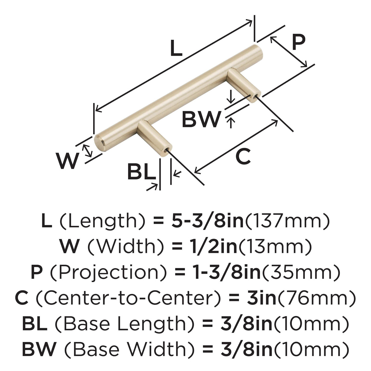 Amerock Cabinet Pull Champagne Bronze 3 inch (76 mm) Center to Center Bar Pulls 1 Pack Drawer Pull Drawer Handle Cabinet Hardware