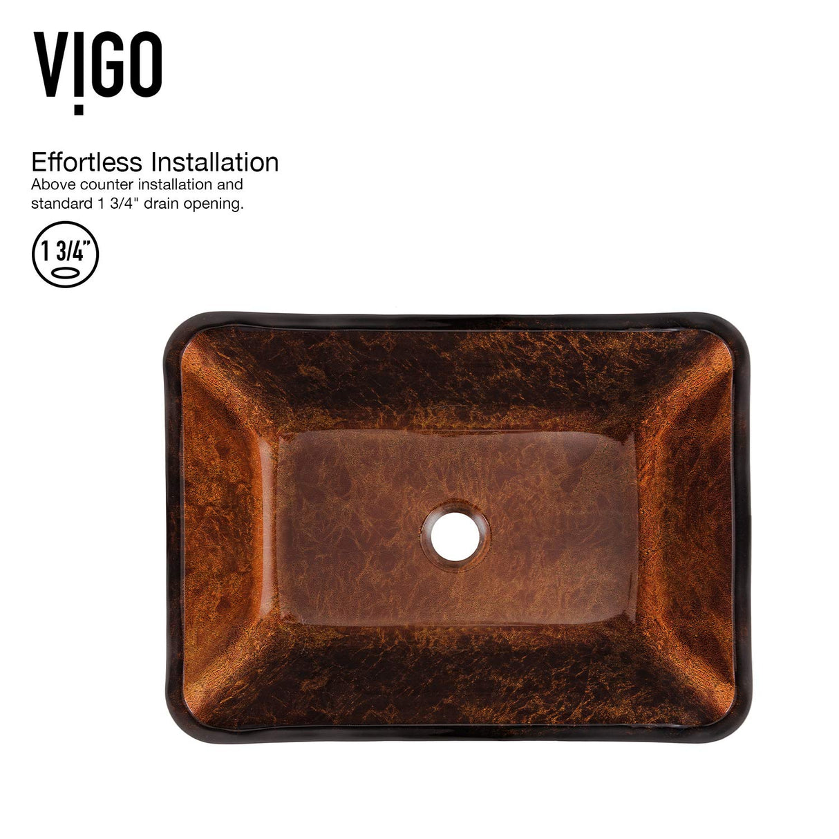 VIGO Russet 18.125 inch L x 13 inch W Over the Counter Freestanding Glass Rectangular Vessel Bathroom Sink in Red and Brown Fusion - Sink for Bathroom VG07089