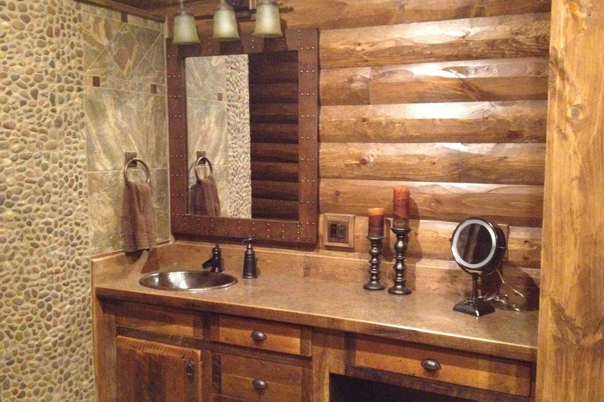 Premier Copper Products MFREC3631-RI 36-Inch Hand Hammered Rectangle Copper Mirror with Hand Forged Rivets