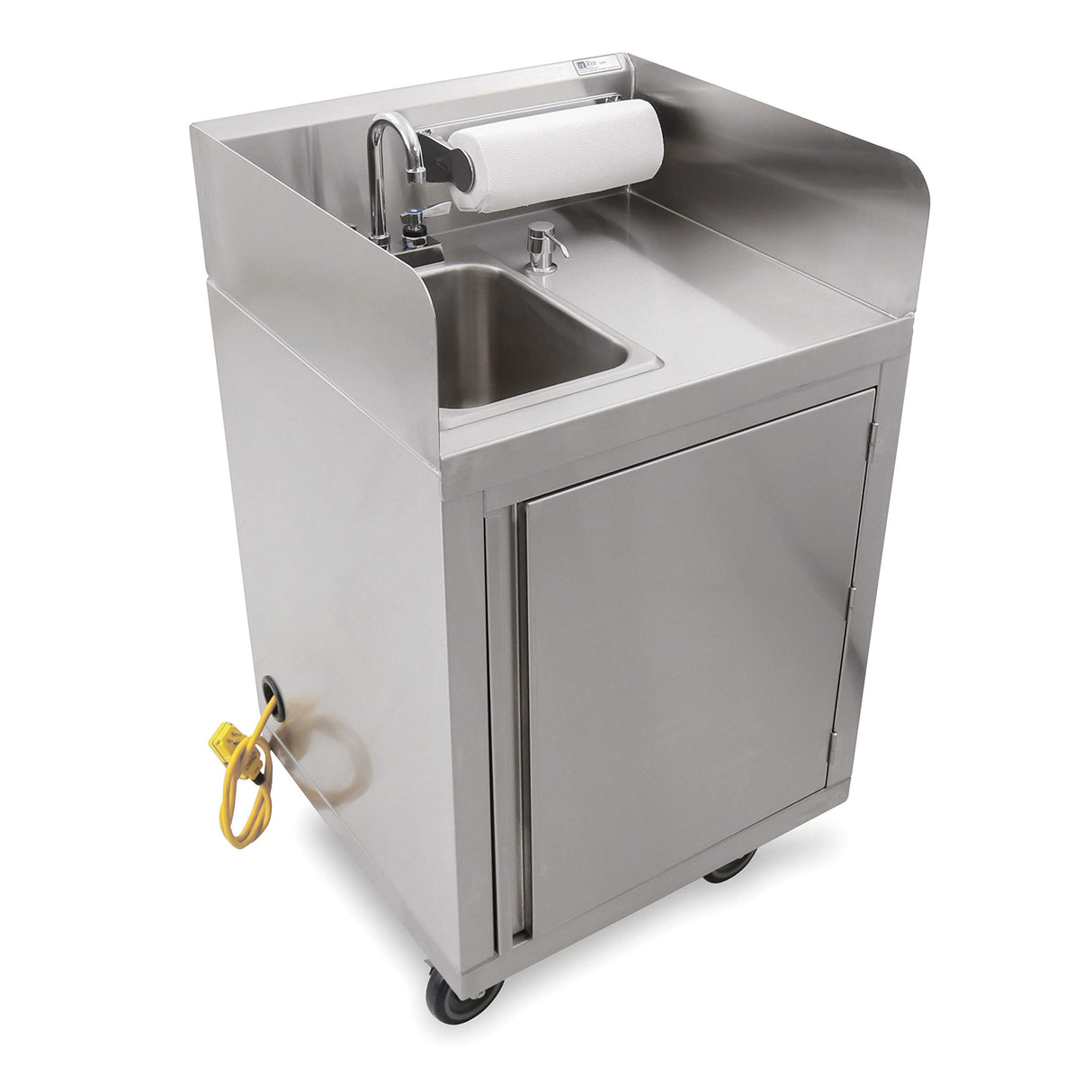 John Boos MHS-2624 Commercial Stainless Steel Mobile Hand Wash Station with Integrated 2.5 Gallon Water Heater, 5 Clean and 6 Gray Tanks