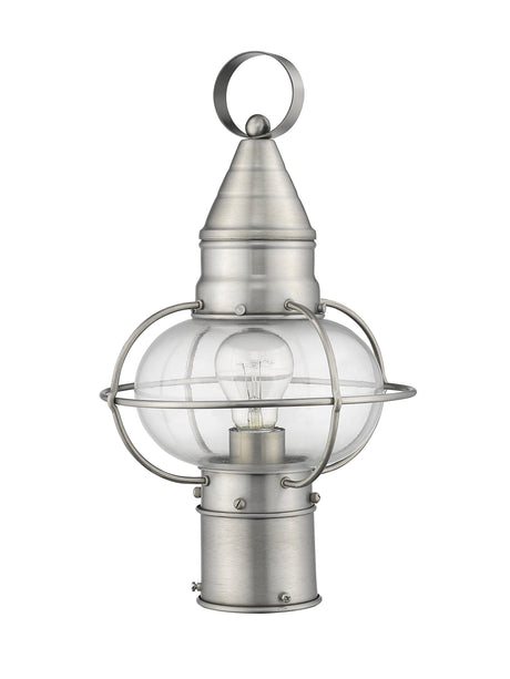 Livex 26902-91 Transitional One Light Outdoor Post-Top Lanterm from Newburyport Collection in Pwt, Nckl, B/S, Slvr. Finish, Brushed Nickel