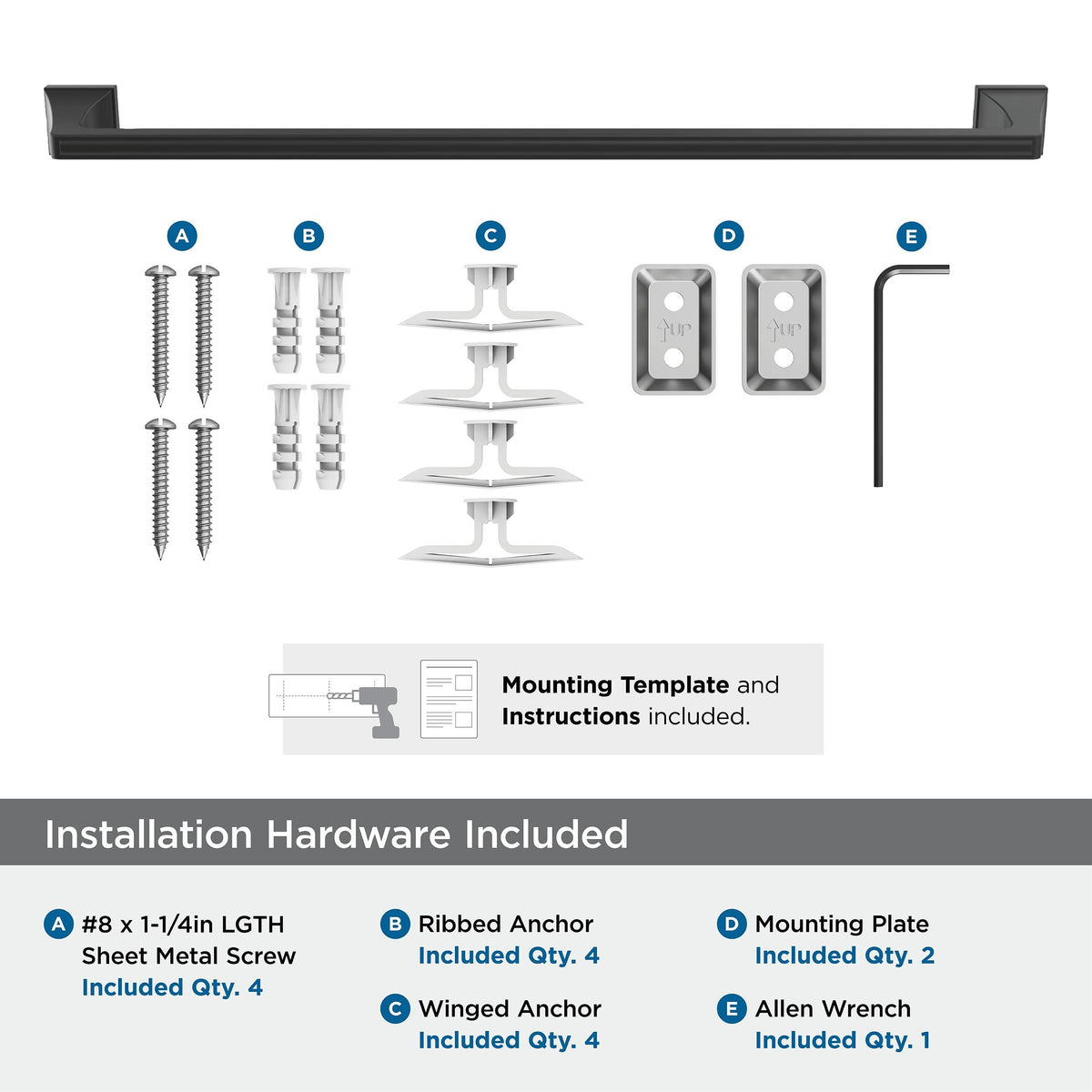 Amerock BH36024MB Matte Black Towel Bar 24 in (610 mm) Towel Rack Mulholland Bathroom Towel Holder Bathroom Hardware Bath Accessories