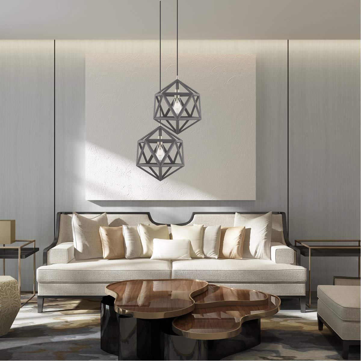 Livex Lighting 41328-76 Geometric Shade - 13" One Light Mini Pendant, Scandinavian Gray Finish with Scandinavian Gray Metal Shade