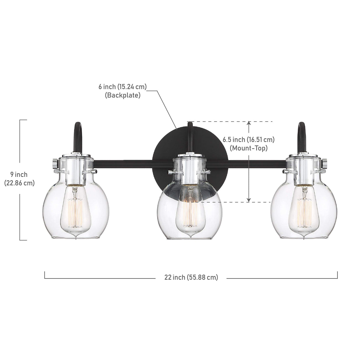 Quoizel ANW83003EK Andrews Vanity Bath Lighting, 3-Light, 300 Watts, Earth Black (9"H x 22"W)