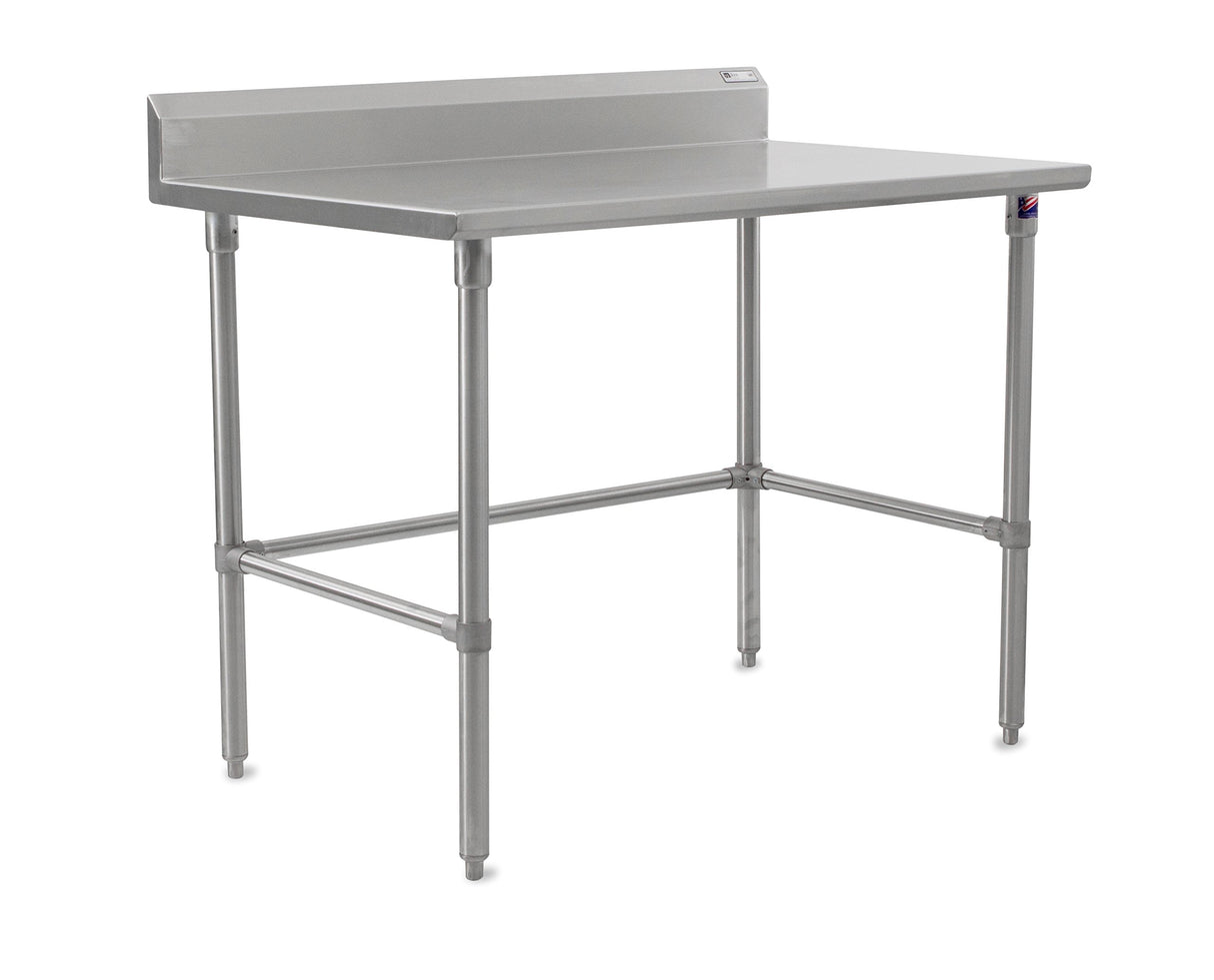 John Boos ST6R5-2460SBK Stallion Stainless Steel 5" Riser Top Work Table with Adjustable Legs and Bracing, 60" Length x 24" Width