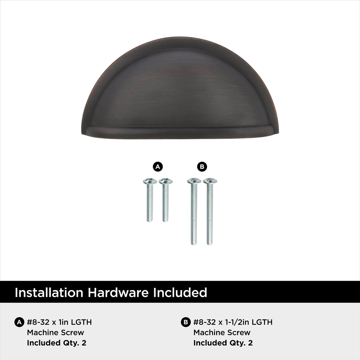 Amerock Cabinet Cup Pull Oil Rubbed Bronze 3 inch (76 mm) Center to Center Cup Pulls 1 Pack Drawer Pull Drawer Handle Cabinet Hardware