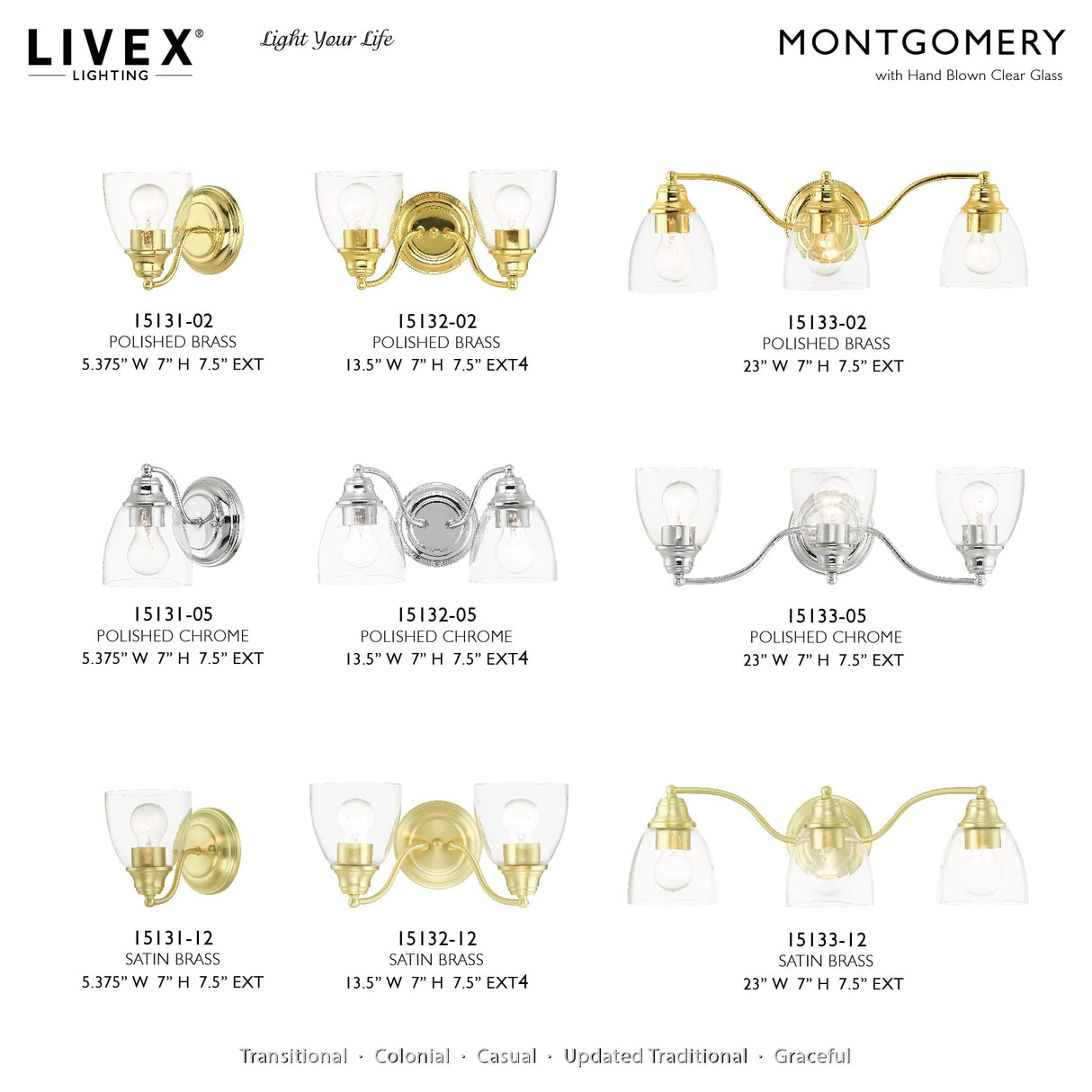 Livex Lighting 15133-05 Montgomery 3 Light Vanity Sconce, Polished Chrome
