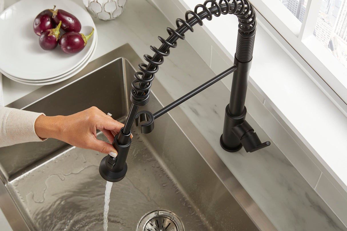 Gerber D454258BS Parma Pre-rinse Single Handle Spring Pull-down Kitchen Faucet - ...