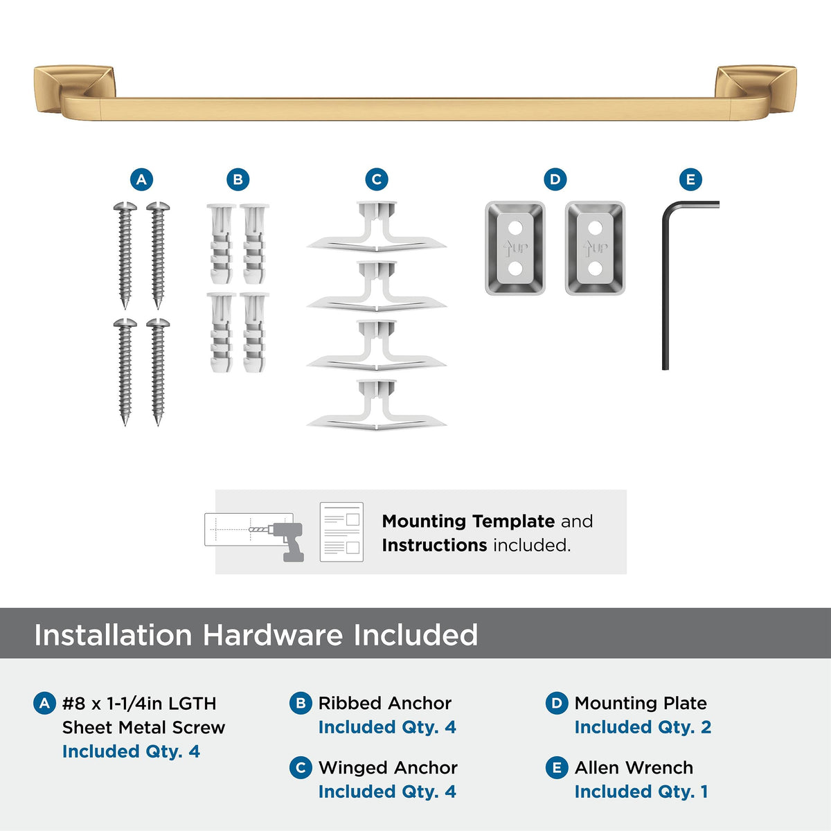 Amerock BH36014CZ Champagne Bronze Towel Bar 24 in (610 mm) Towel Rack Highland Ridge Bathroom Towel Holder Bathroom Hardware Bath Accessories