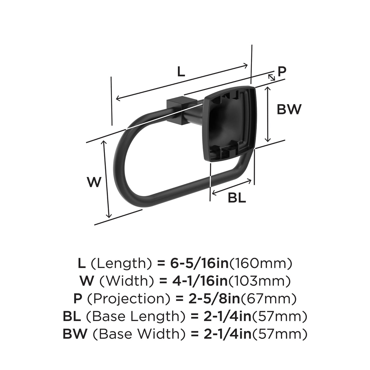 Amerock BH36091MB Matte Black Single Post Toilet Paper Holder 7-1/16 in. (179 mm) Length Toilet Tissue Holder Stature Bath Tissue Holder Bathroom Hardware Bath Accessories