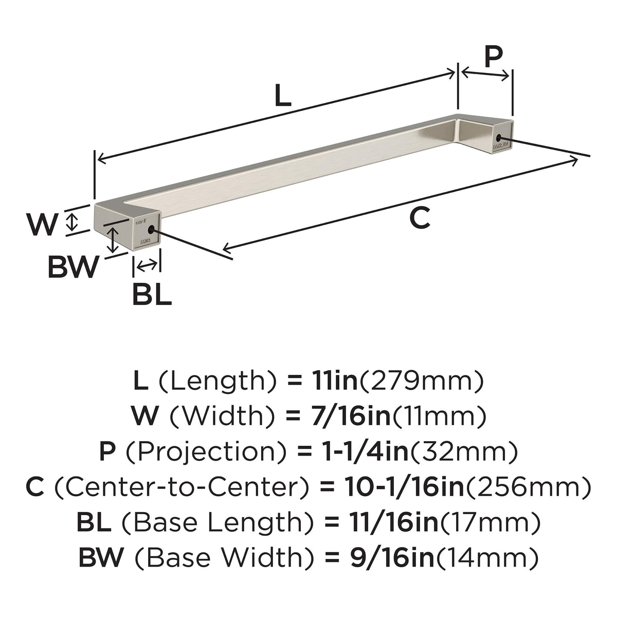 Amerock BP55283G10 Satin Nickel Cabinet Pull 10-1/16 in (256 mm) Center-to-Center Cabinet Handle Blackrock Drawer Pull Kitchen Cabinet Handle Furniture Hardware