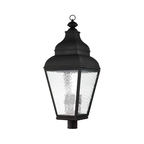 Livex Lighting 2608-04 Outdoor Post with Clear Water Glass Shades, Black