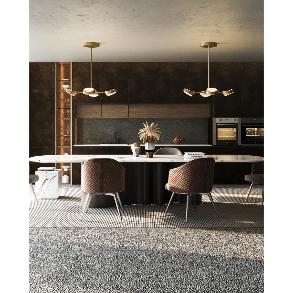 Alora PD325428VBAR BLANCO 28" PD VINTAGE BRASS ALABASTER 65W LED 90 3000K DC LED