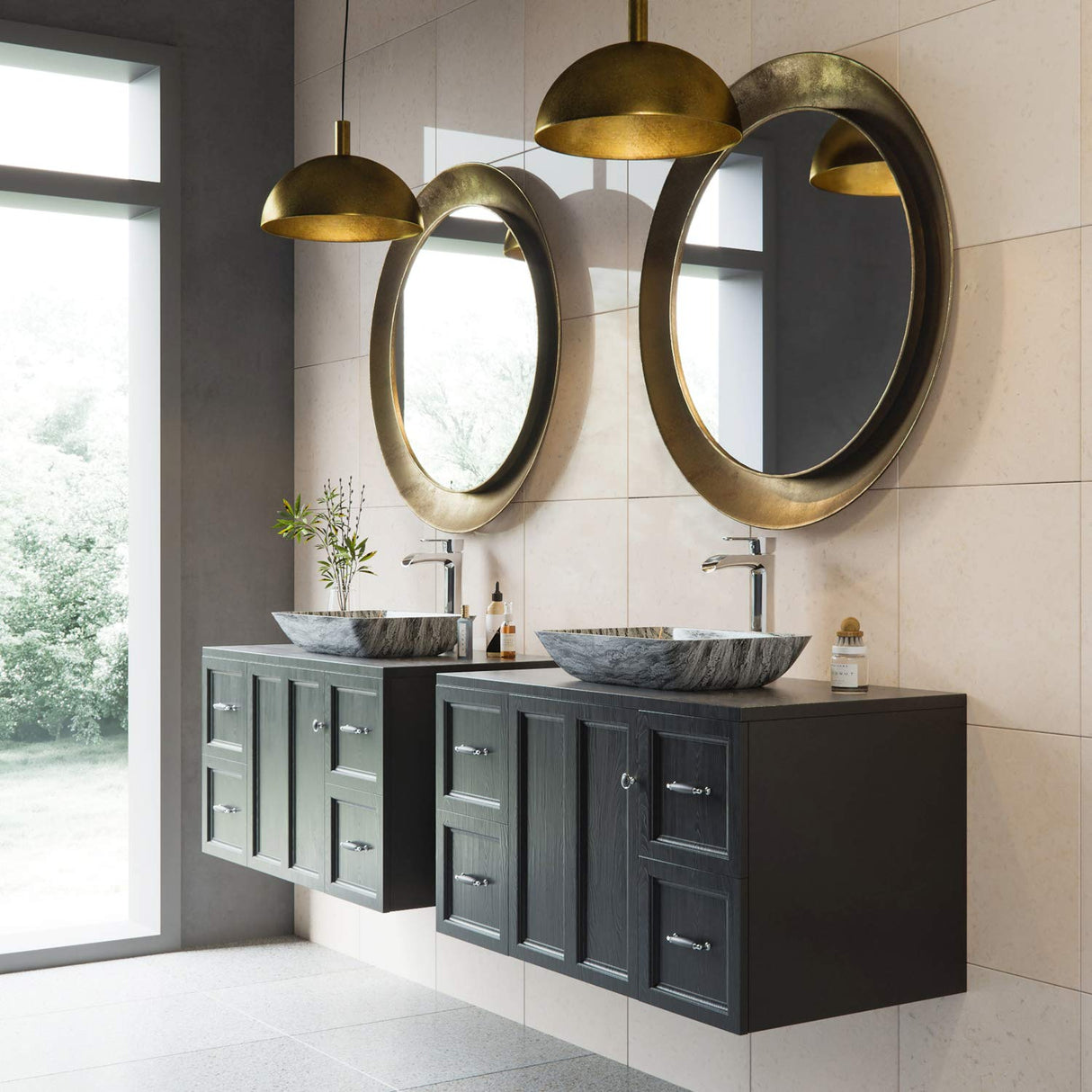 VIGO Titanium 18.125 inch L x 13 inch W Over the Counter Freestanding Glass Rectangular Vessel Bathroom Sink in Slate Grey - Sink for Bathroom VG07085