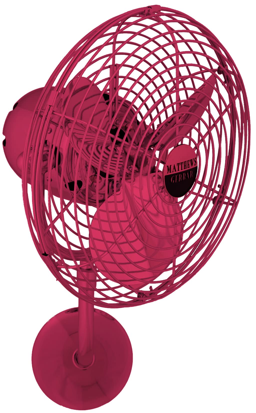 Matthews Fan MP-RED-MTL Michelle Parede vintage style wall fan in Rubi (Red) finish.
