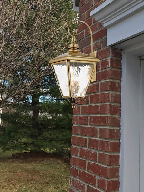 Livex Lighting 2031-01 Transitional Two Light Outdoor Wall Lantern from Cambridge Collection Finish, Antique Brass