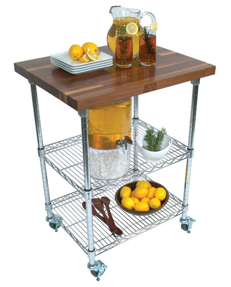 John Boos MET-MWC-1 Metropolitan Mobile Wire Cart with Maple Top, 27” Long, 21” Wide, 36" Height