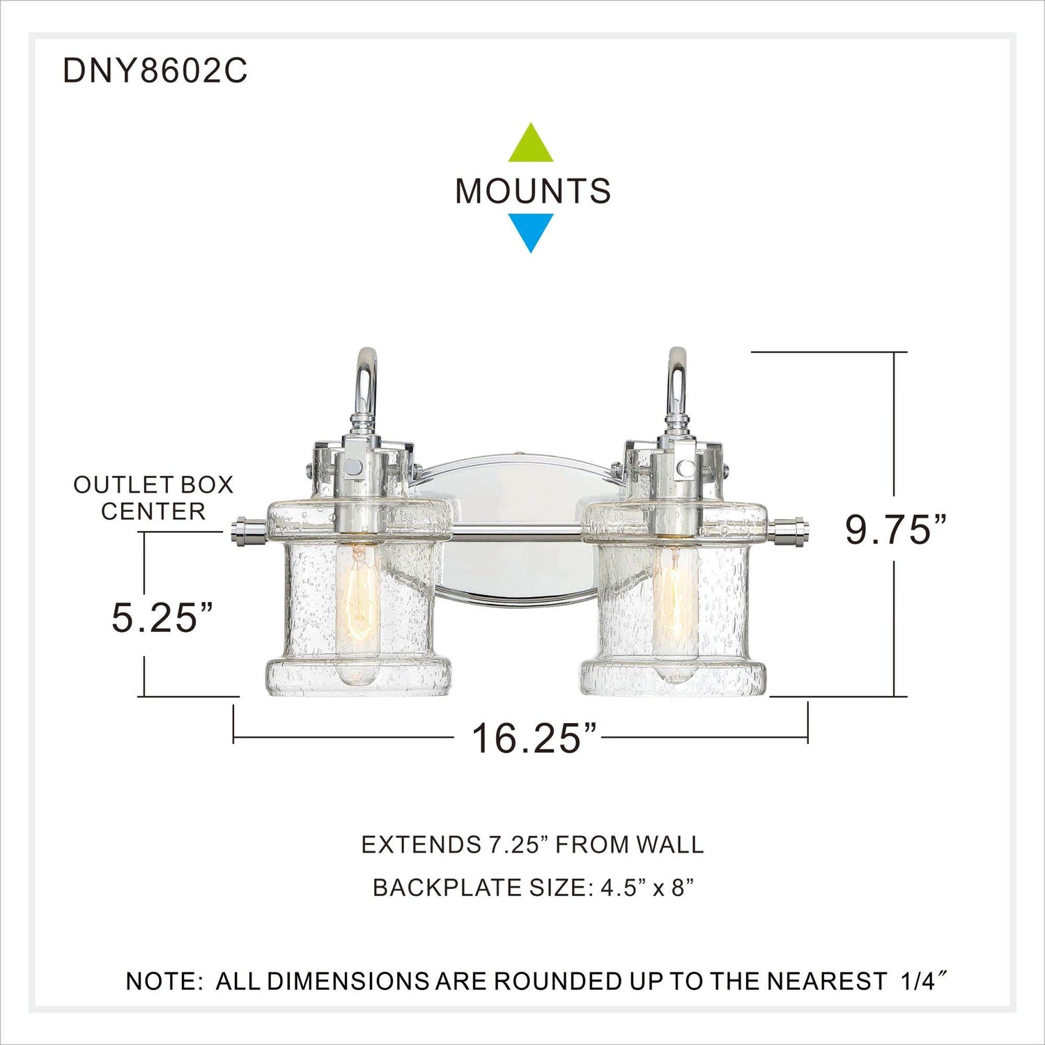 Quoizel DNY8602BN Danbury Vanity Bath Lighting, 2-Light, 200 Watts, Brushed Nickel (10" H x 16" W)