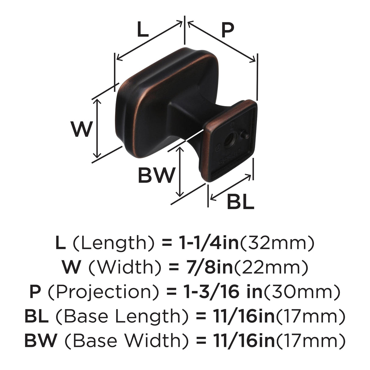 Amerock Cabinet Knob Oil Rubbed Bronze 1-1/4 inch (32 mm) Length Revitalize 1 Pack Drawer Knob Cabinet Hardware