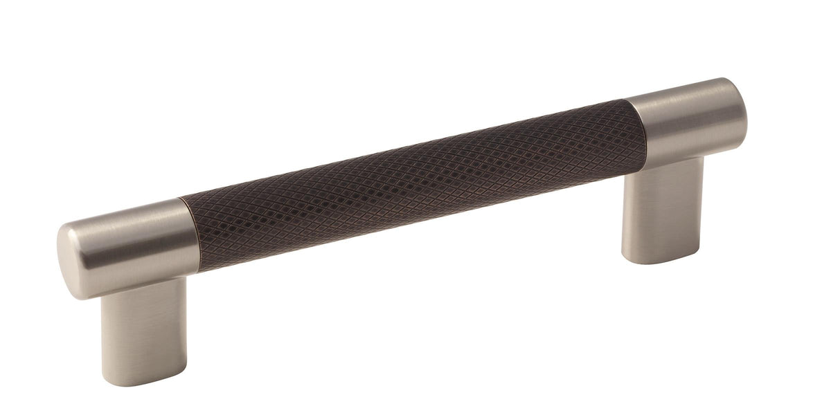 Amerock Cabinet Pull Satin Nickel/Oil-Rubbed Bronze 5-1/16 inch (128 mm) Center to Center Esquire 1 Pack Drawer Pull Drawer Handle Cabinet Hardware
