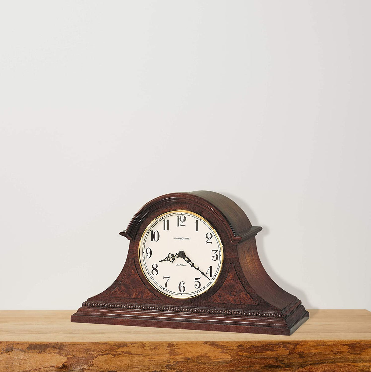Howard Miller Fleetwood Mantel Clock 630-122 - Windsor Cherry Finish Wood Frame, Decorative Molding, Vintage Home Décor, Volume Control, Quartz, Dual-Chime Movement