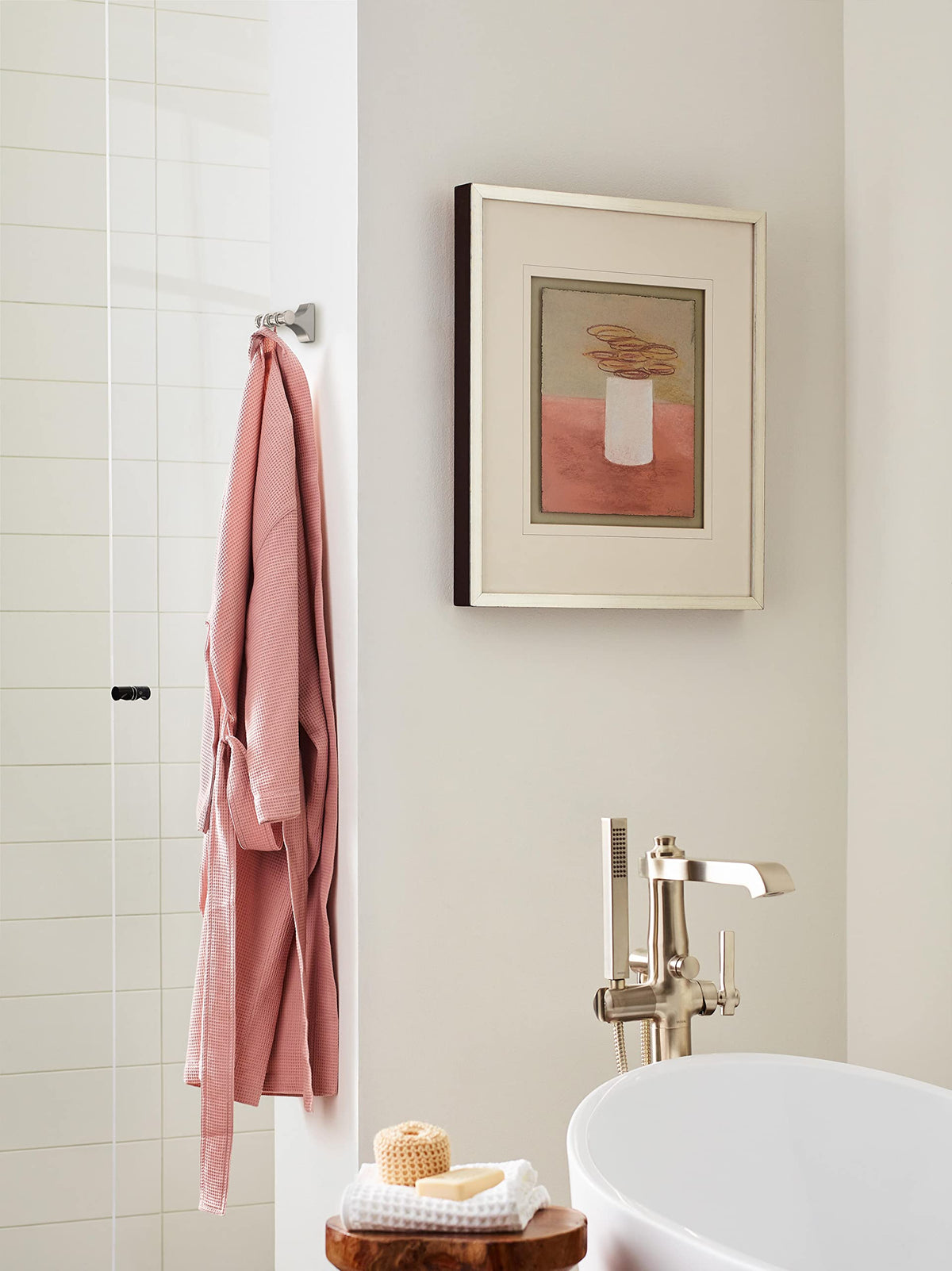 Amerock BH36050G10 Brushed Nickel Double Robe Hook 2-15/16 in. (75 mm) Length Towel Holder Davenport Towel Hook for Bathroom Bathroom Hardware Bath Accessories