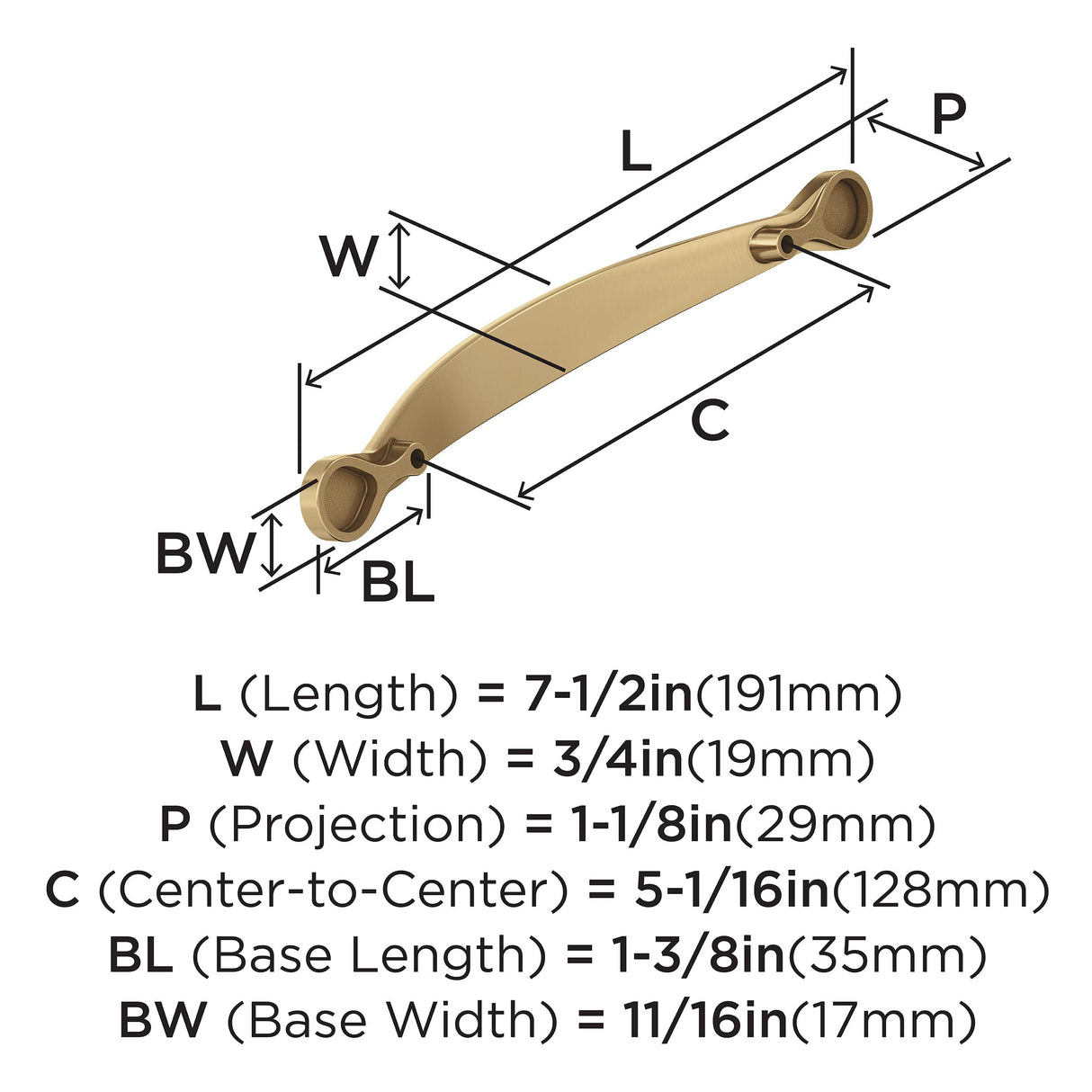 Amerock Cabinet Pull Champagne Bronze 5-1/16 in (128 mm) Center-to-Center Drawer Pull Inspirations Kitchen and Bath Hardware Furniture Hardware
