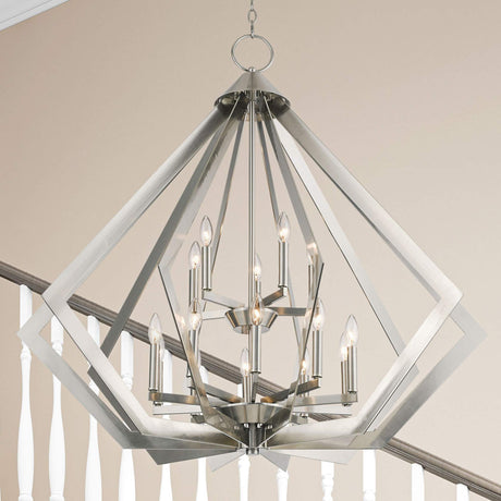 Livex Lighting 40928-04 Prism Collection 15-Light Foyer Chandelier with 2 Tiers, Black, 42 x 42 x 41