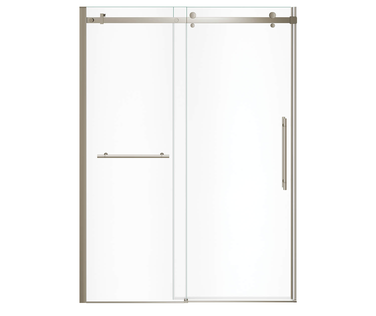 MAAX 138475-900-305-000 Vela 56 ½-59 x 78 ¾ in. 8mm Sliding Shower Door with Towel Bar for Alcove Installation with Clear glass in Brushed Nickel