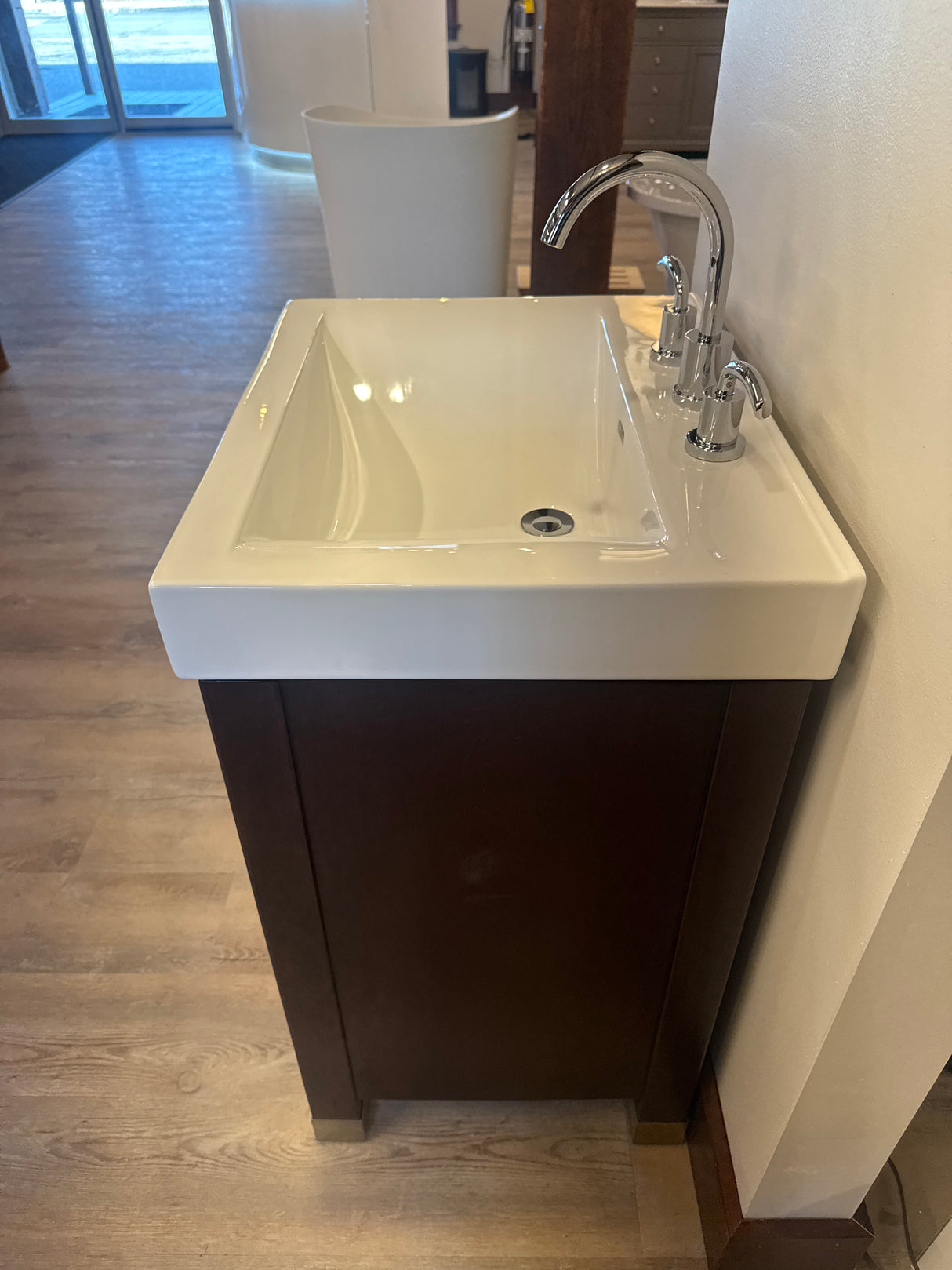 24" Espresso Vanity Set with Ceramic Sink, and Widespred Caesar 8 Inch Bathroom Faucet