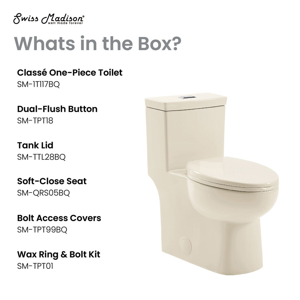 Classe One Piece Toilet Dual Flush 1.1/1.6 gpf in Bisque