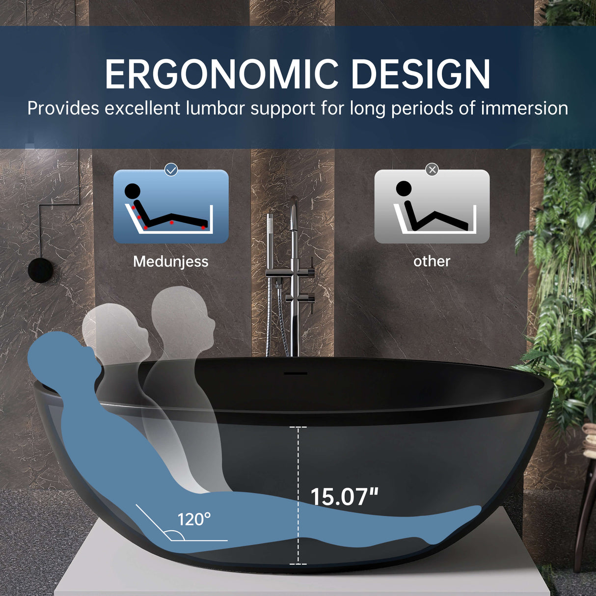 New England Home Goods Malibu 67" Freestanding Tub in White - Stone Resin Solid Surface