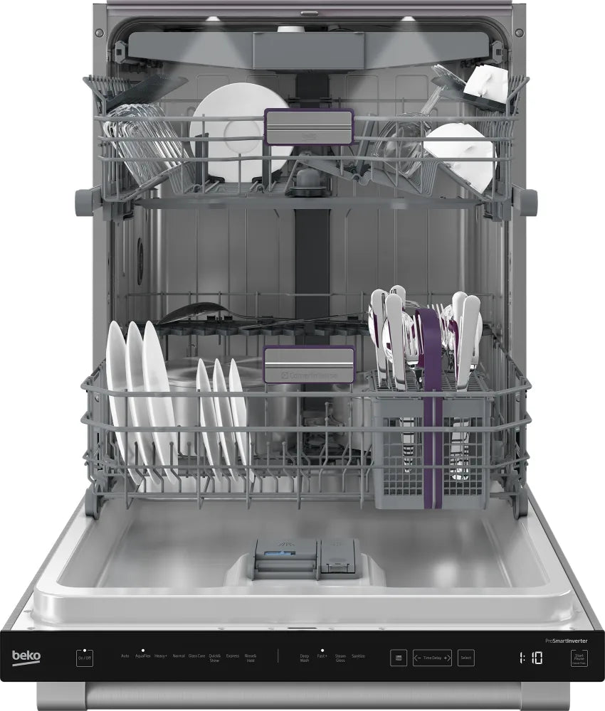 Beko DDT38532X 24 Inch Fully Integrated Dishwasher with 16 Place Settings, 8 Wash Cycles, CornerIntense®, DeepWash™, Stainless Steel Tall Tub, Full-size Third Rack, Dirt/Turbidity Sensor, NSF Certified Rinse, and Energy Star Rated