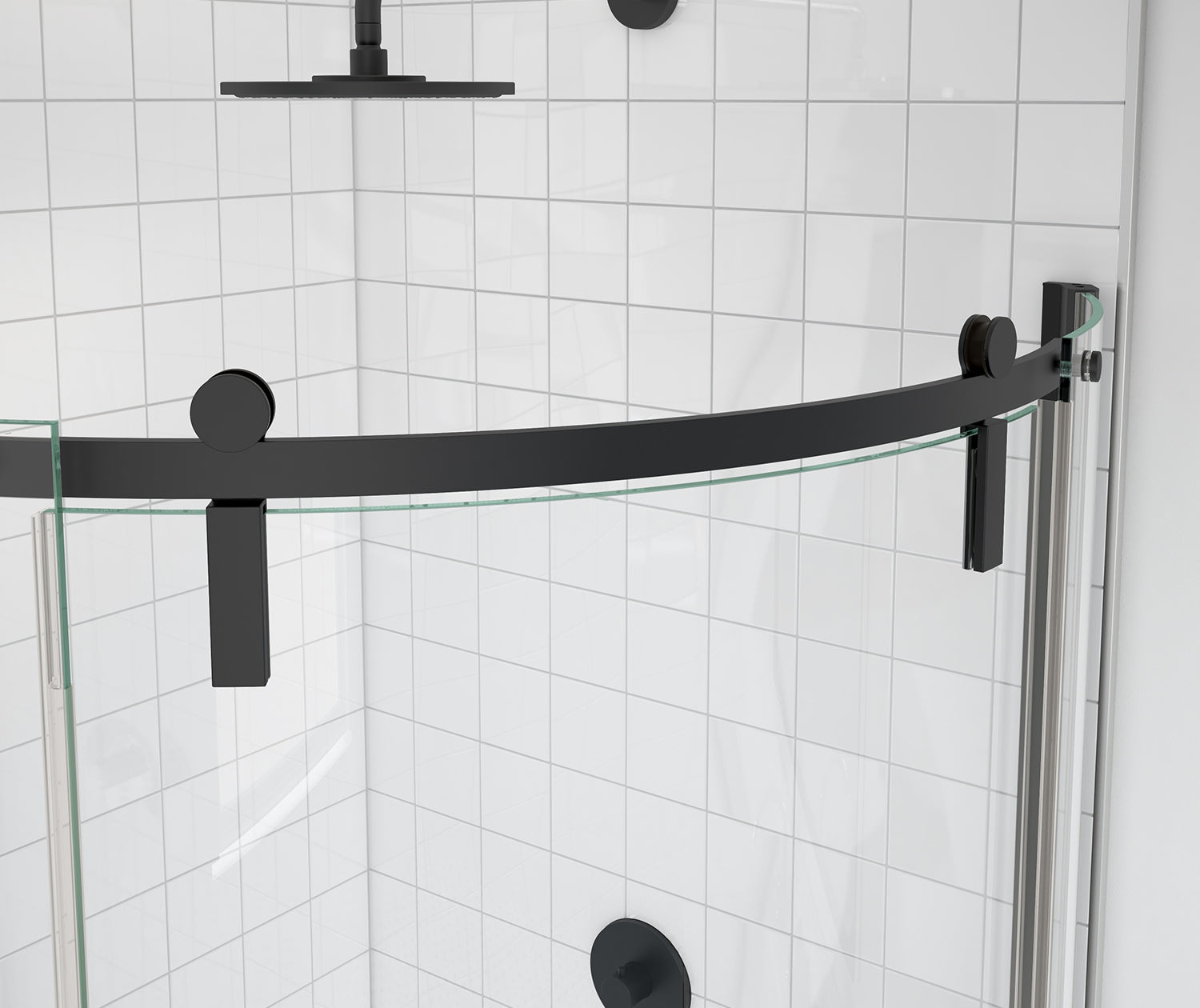 MAAX 139410-900-340-001 Outback Round 36 x 36 x 75 5/8 in. 8mm Sliding Shower Door for Corner Installation with Clear glass in Matte Black