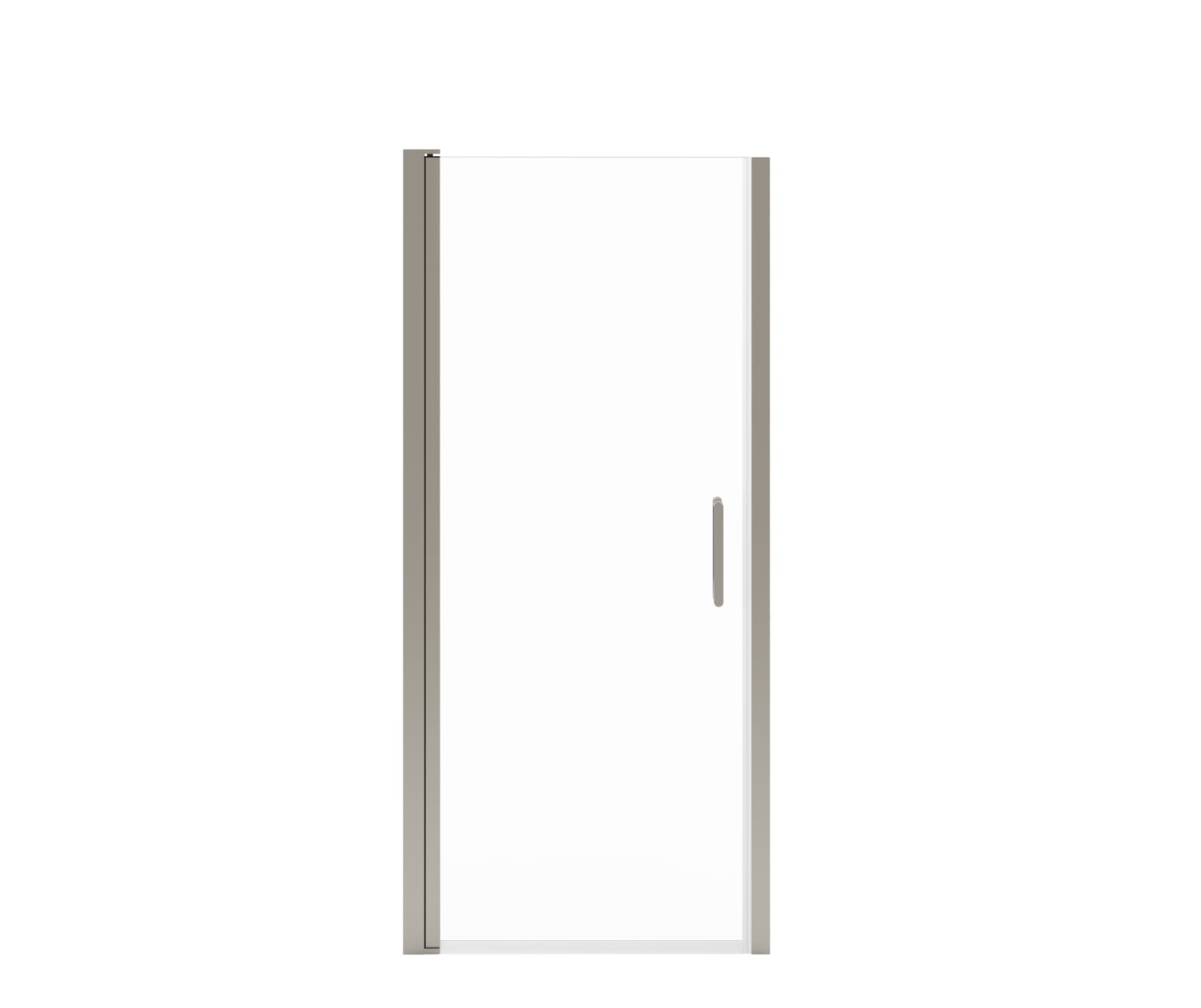 MAAX 138265-900-305-100 Manhattan 33-35 x 68 in. 6 mm Pivot Shower Door for Alcove Installation with Clear glass & Round Handle in Brushed Nickel