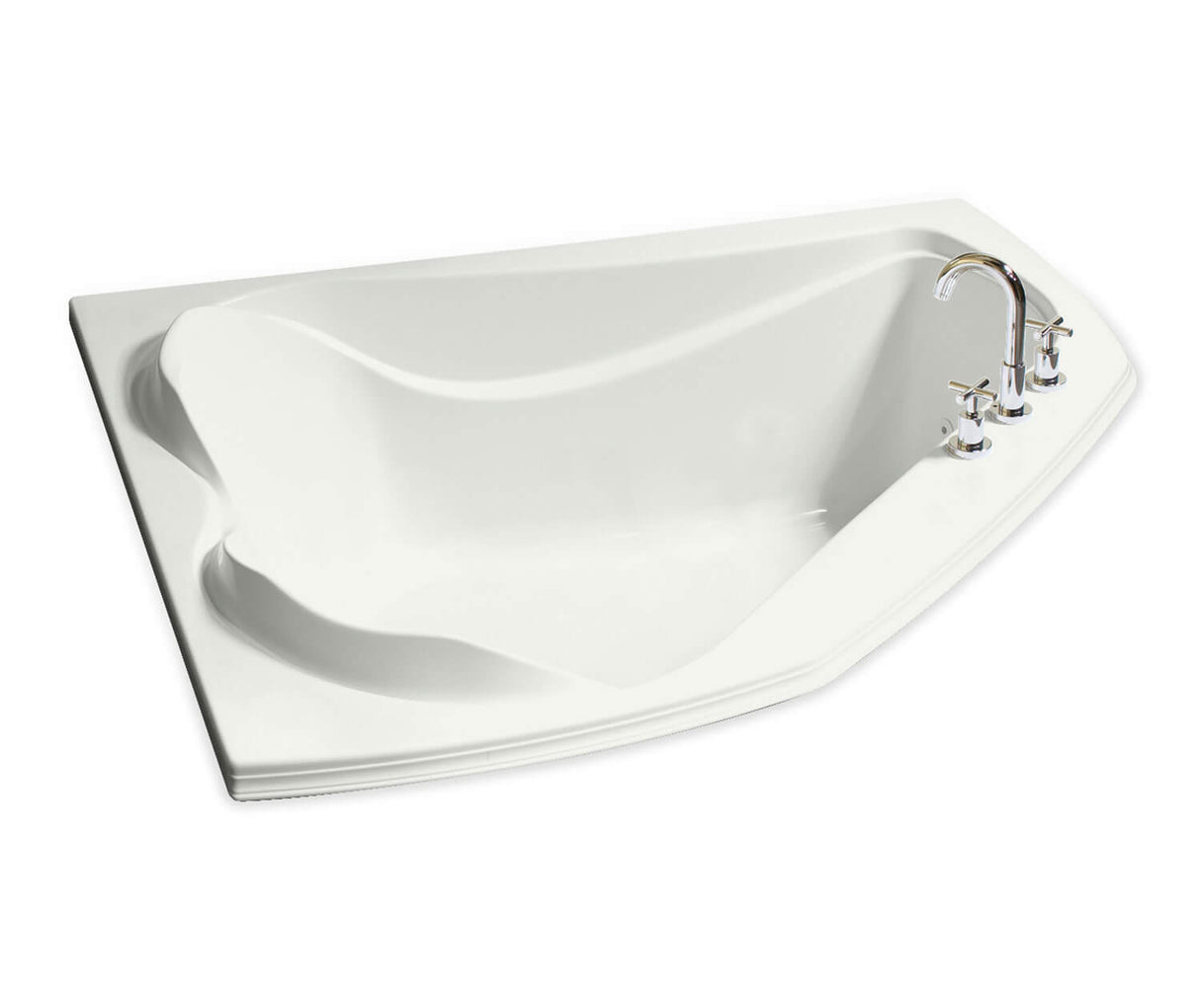MAAX 102724-091-001-100 Cocoon 6054 Acrylic Corner Center Drain 10 Microjets Bathtub in White