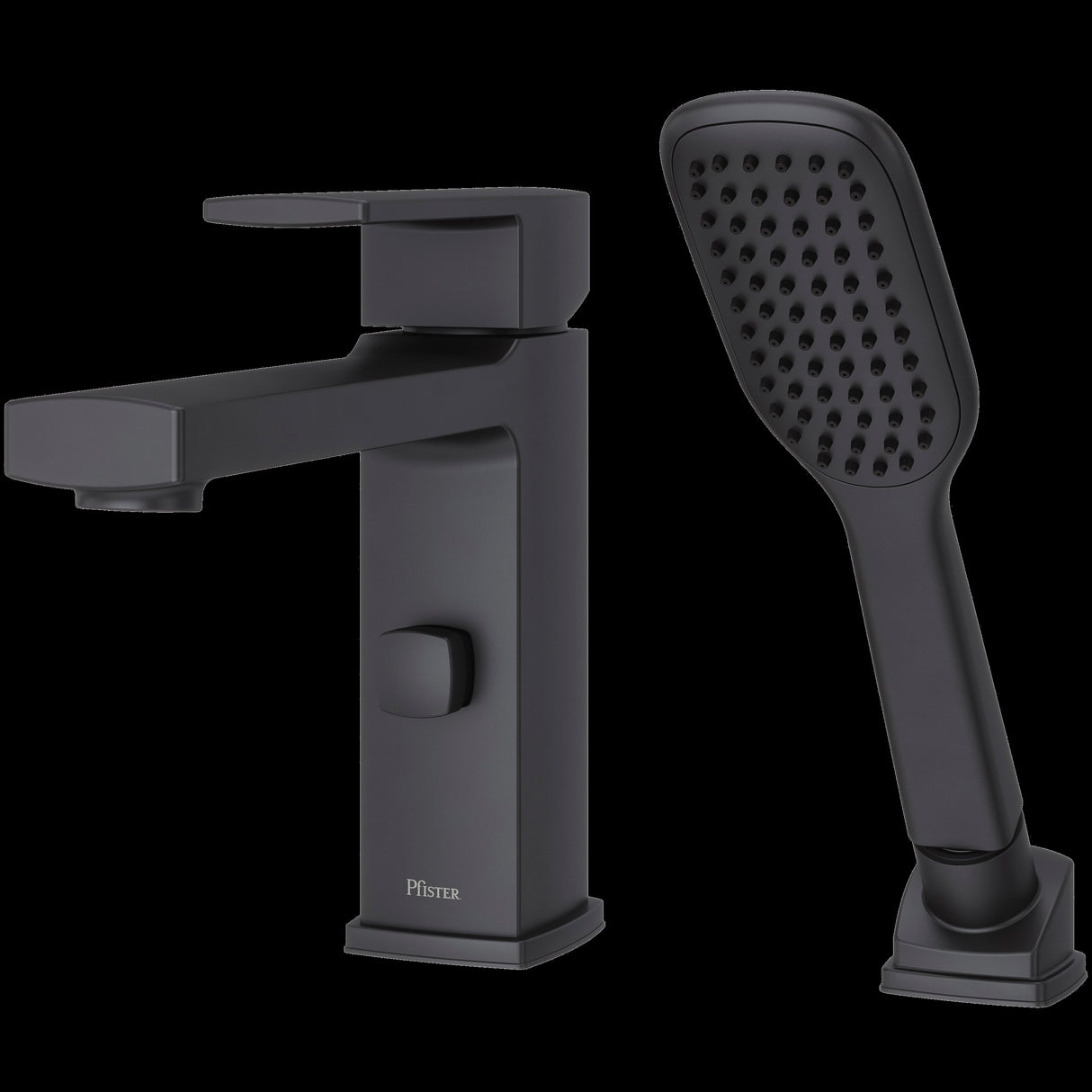 Deckard Single Handle Complete Roman Tub Trim with Handheld Shower in Matte Black