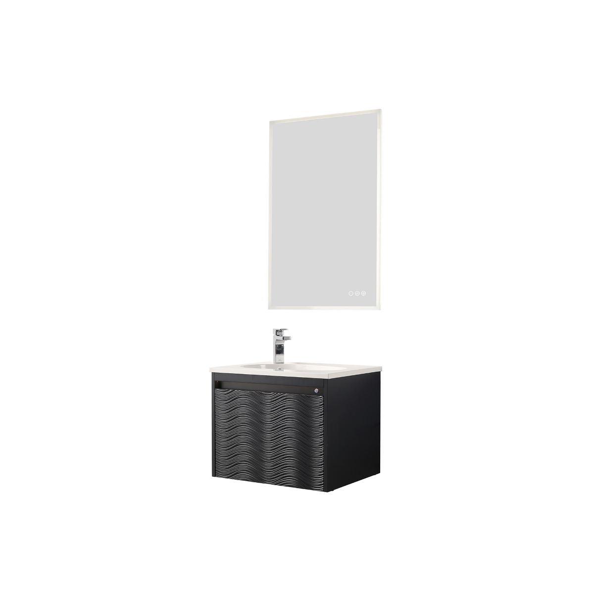 Blossom Voyage 24″ Vanity, Droplet-Shaped Basin - LED Illuminated & Wave-Front Design