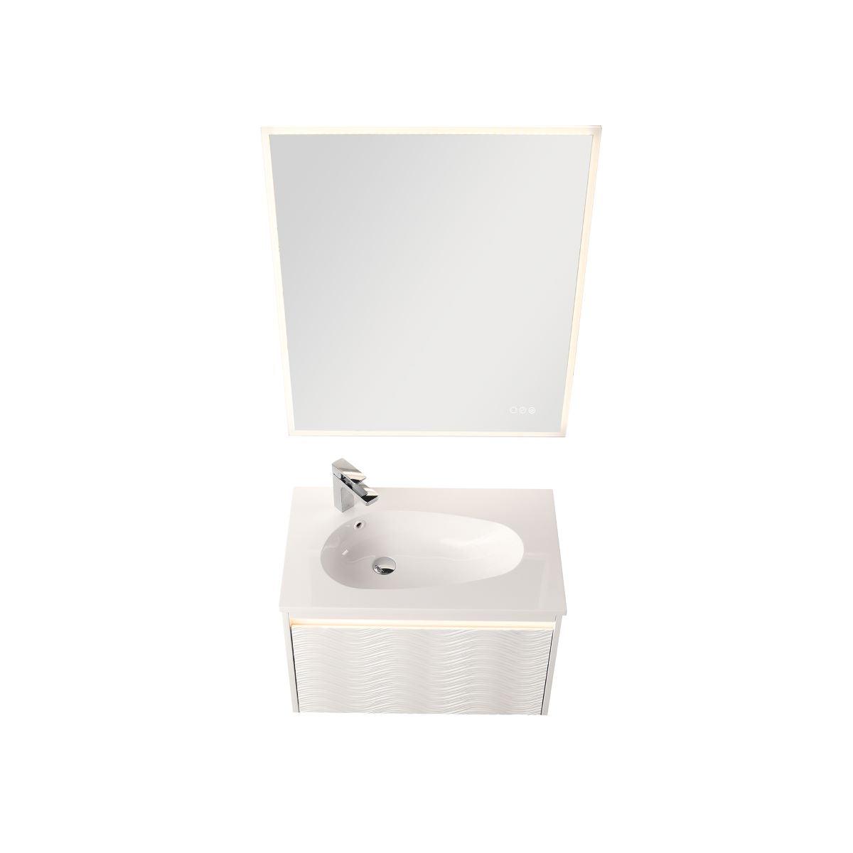 Blossom Voyage 30″ Vanity with Droplet-Shaped Basin - LED Illuminated & Unique Wave-Front Design