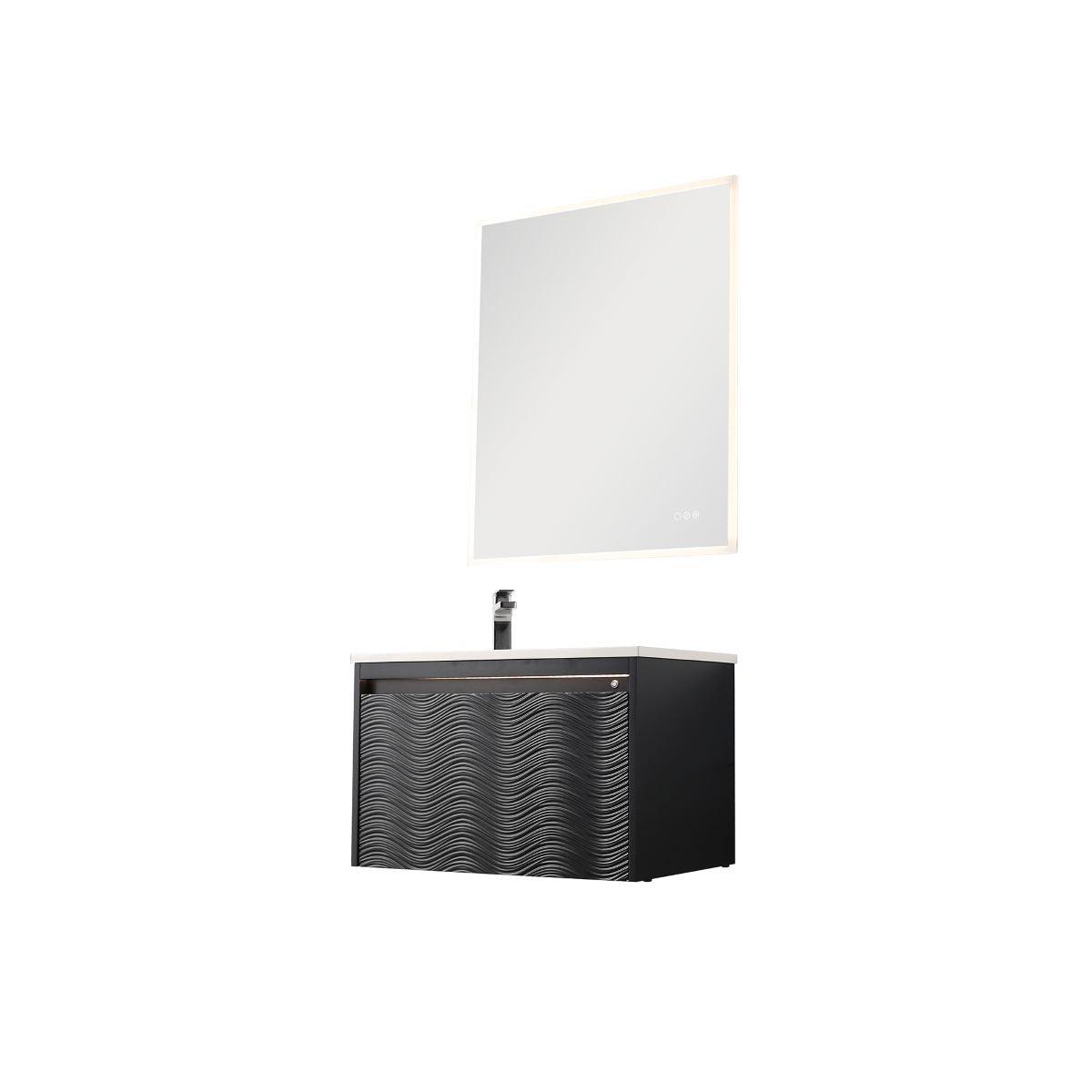 Blossom Voyage 30″ Vanity with Droplet-Shaped Basin - LED Illuminated & Unique Wave-Front Design