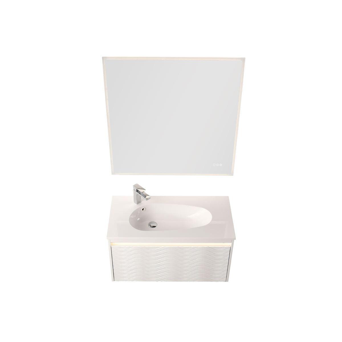 Blossom Voyage 36″ Vanity with Droplet-Shaped Basin - LED Illuminated & Wave-Shaped Front Design